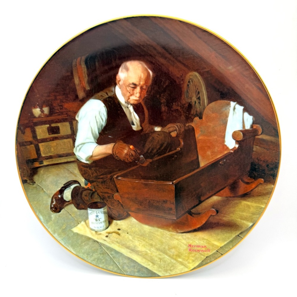 Knowles Norman Rockwell Grandpa's Gift Porcelain Plate 8.6”